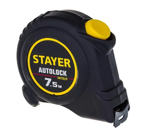 Рулетка 7,5м 25мм обрезиненный корпус фиксатор Stayer AutoLock автостоп ударопрочный 2-34126-07-25_z