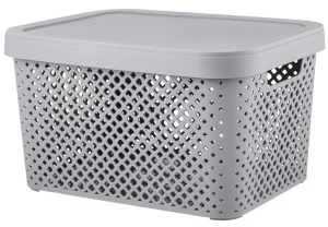 Корзина для хранения с крышкой Plast Team Stockholm, 15 л серый шторм*