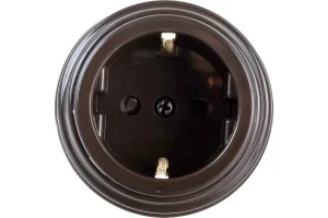 Розетка 1-м "Ретро" с земл. со шторками 16А ОУ РА16-0206 шоколад (Bylectrica) *1