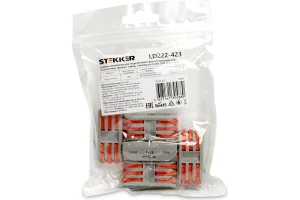 Клемма монтажная для фазных проводников, 3 контактные группы упак 5шт LD222-423 STEKKER *1