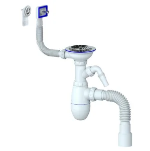 Сифон бутылочный 3 1/2"х40/50мм с круглым переливом отвод д/стир машины B427 (Unicorn) *1/25