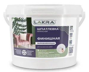 Шпатлевка латексная финишная выравнивающая Лакра для гипсокартона 3кг (0008046)