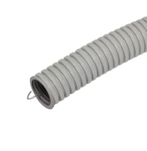 Труба гофрированная ПВХ D20мм легкая с протяжкой серая (уп.20м) Ruvinil 12001 *1