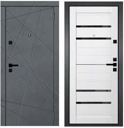 Дверь металлическая GEROY2 2К_Антик сер/МДФ10,Вектор2 бет_гр/Х2 бел_бланко/ст_черн 860 правая