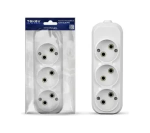 Колодка удлинителя 3-м 10А без заземл. АБС-пластик бел. TKE-C01-KU3 (Tokov Electric) *1