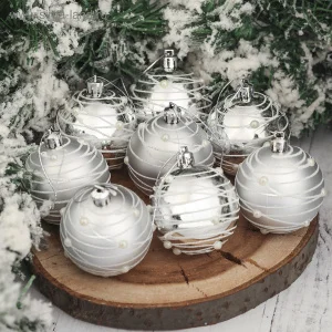 Набор шаров пластик d-6 см, 8 шт "Жемчужный орион" серебро 3249215