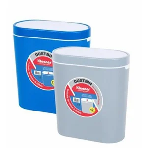 Ведро овальное 12л крышка с защелкой серое KT2104 (Kleaner) *1