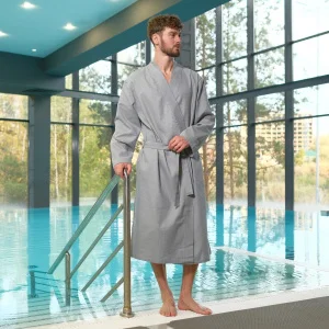 Халат вафельный мужской удлин Экономь и Я р-р 50-52, цв. серый, 100%хл, 200г/м2 5045748
