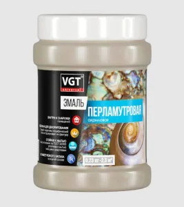 Эмаль универсальная перламутровая серебристо-белая  0,23 кг VGT *1/6