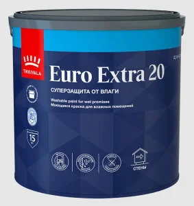 Краска для влажных помещений EURO EXTRA 20 C полуматовая 2,7л