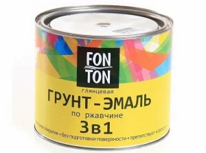 Грунт-эмаль 3в1 по ржавчине Фонтон желтый 1,8кг