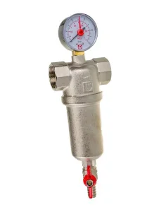 Фильтр промывной самоочищающийся с манометром 1" с манометром, никель VT.389.N.06 (VALTEC) *1