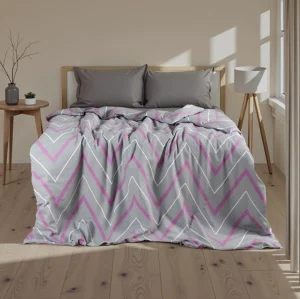 Пододеяльник Этель "Сиренево-серые зигзаги" 145*210 см, 100% хлопок, поплин, 125 г/м² 10801849