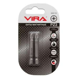 Бита РZ3х50мм сталь Cr-V хвостовик Е 1/4" магнитная уп-2шт Vira 554115 *1