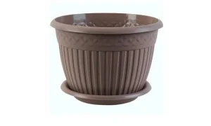 Кашпо д/цветов пласт. с блюдцем "Византия" 15л мокачино КШ-2091 (La Decoro) *1