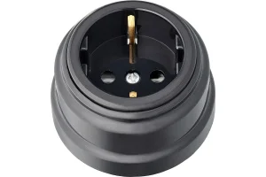 Розетка 1-м "Ретро" с земл. 16А ОУ РА16-0202 черный (Bylectrica) *1