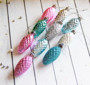 Украшение ёлочное "Шишка - морозная нежность" 10шт 5х2,5см ассорти 2122486 *1