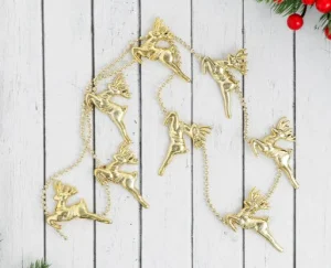 Бусы на ёлку 1 м "Олени" золото 2372175