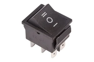 Выключатель клавишный RWB-508 SC-767 250В 15А (6с) ON-OFF-ON черн. с нейтралью (инд. упак.) 36-2370-