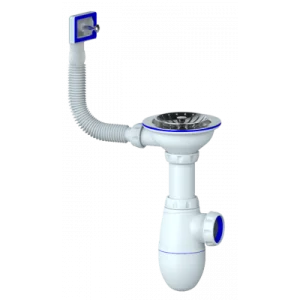 Сифон бутылочный 1 1/2"х40 с прямоугольным переливом B410 (Unicorn) *1/35