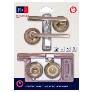 Комплект ручек PUNTO LM/A SET72R.TL54.POLO/HD ABG-6 с защелкой c запиранием бронза 45713 *1