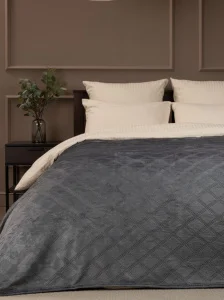 Плед фланель тиснёный 200х220см TF FNE DKGY2 rz 041/2022 клетка NC