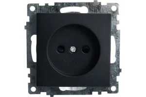 Розетка 1-м "Катрин" с защитной шторкой (механизм) б/з 250В 10А черный GLS10-7109-05 Stekker *1