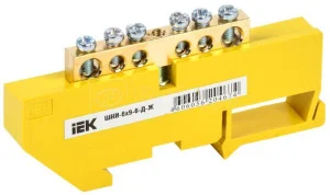 Шина PE "земля" на DIN-изоляторе ШНИ-6х9-6-Д-Ж YNN10-69-6D-K05 IEK