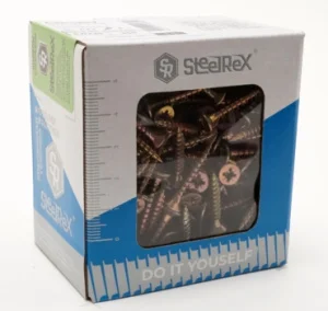 Саморез универсальный, потай, шлиц Pz, жёлтый цинк 3,5х40 кор. с ок. - 200 шт. SteelRex