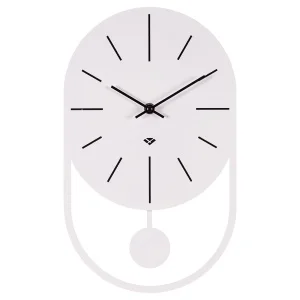 Часы настенные "Классика" из металла с маятником, высота 35см, открытая стрелка, белый Рубин 3521-00