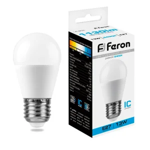 Лампа светодиодная, (13W) 230V E27 6400K G45, LB-950