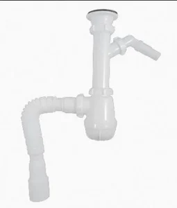 Сифон бутылочный 1 1/2х40 с гофрой 40х40/50 с мет.реш. с носиком отвод для стир. машины В1025 (Aquant) *1