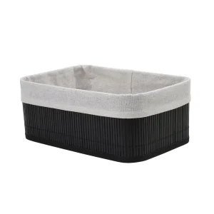 Корзина стеллажная "Бамбук", Д300 Ш200 В120, чёрный, белый Shan-19L