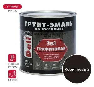 Грунт-эмаль по ржавчине графитовая DALI коричневый 0,75л