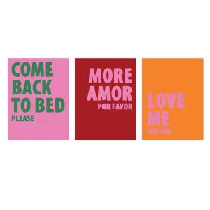 Набор постеров настенных "Любовь" 3шт красный/розовый/оранжевый Д300 В400 Sof-03 *1