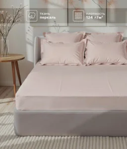 Простыня на резинке "Этель" Pearl 180*200+30 см , 100% хлопок, перкаль (300 нитей) 10682957