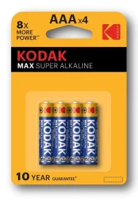 Элемент питания алкал. ААА LR03/286 BL4 (упак 4шт) MAX (Kodak) *1