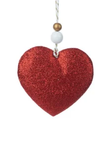 Украшение подвесное Красное сердечко полиэтилен 9,5x8,5x1,5см арт.89485 *1