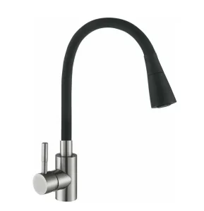 Смеситель для кухни одноручный с высоким силиконовым изливом Антей Мармелад 572576 черный