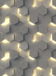 Обои горячего тиснения Аспект 10,05х1,06м Гексагон декор желтый серый 70669-42 *1/6