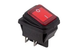Выключатель клавишный RWB-507 250В 15А (4с) ON-OFF красн. с подсветкой влагозащитный блист. 06-0307-