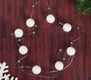 Бусы на елку 1,4 м "Снежные шарики" серебристо-белый 4322938