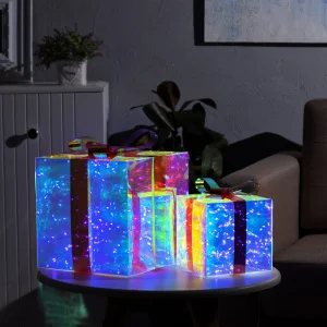 Светодиодная фигура «Подарки» 16, 20, 25 см, пластик, 220 В, свечение белое 9646391