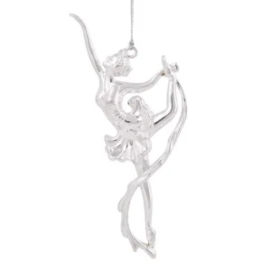 Украшение новогоднее подвесное елочное Грация в серебре из полипропилена 15x5x1,5см 82289 *1