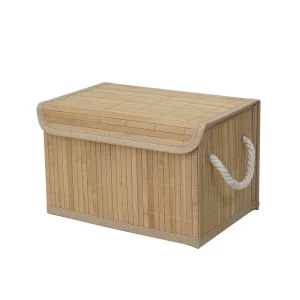 Корзина стеллажная с ручками и крышкой "Бамбук", Д330 Ш230 В200, натуральный Shan-24S