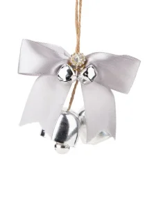 Украшение подвесное Серебристый бантик 8,5x11x3см арт.88645 *1