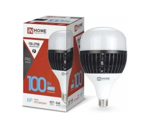 Лампа Е27 груша 100Вт 6500К холод. бел. E27 14250лм 150-275В с адаптером E40 бел. LED-HP-PRO (In Home) *1