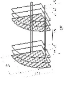 Полка угловая 2-яр овал хром 20х20х38см П0001572 *2/100