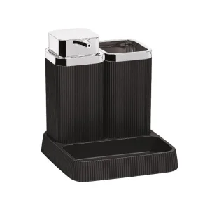 Набор аксессуаров для ванной комнаты "TRIO-B" 3 предмета черный-хром FX-432 (Fixsen) *1