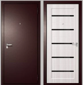 Дверь металлическая GOOD_LITE1 1К_Антик медь/скин,ясень белый/ПВХ_черн 960 правая